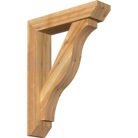 Ekena Millwork Funston Slat Rough Sawn Bracket w/ Offset Brace, Western Red Cedar, 6"W x 26"D x 34"H BKT0604X26X34FST06RWR
